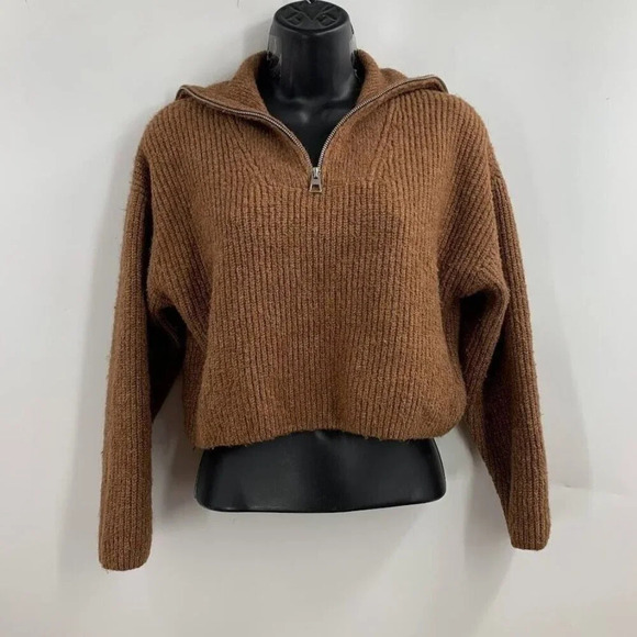 Zara Girls Chunky Knit Zip Up Long‎ Sleeve Cap Sweater Size 11-12 - Picture 1 of 12